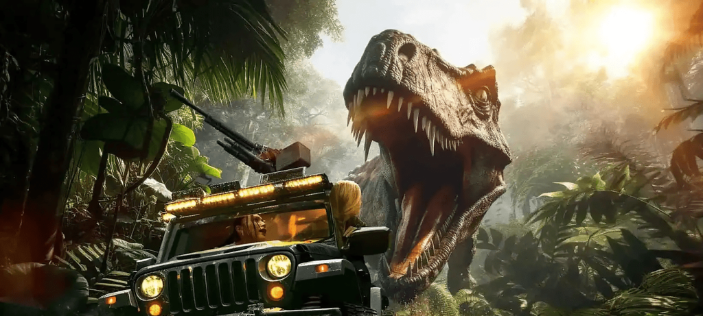 Junglia Okinawa oferece safári de dinossauros e atrações radicais na floresta