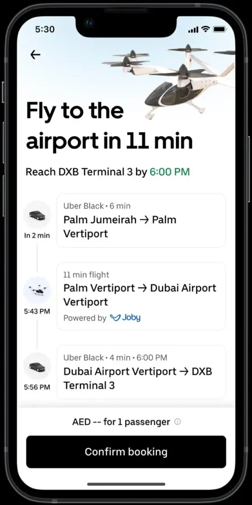 Uber e Joby Aviation oficializam início dos táxis aéreos em Dubai para 2026