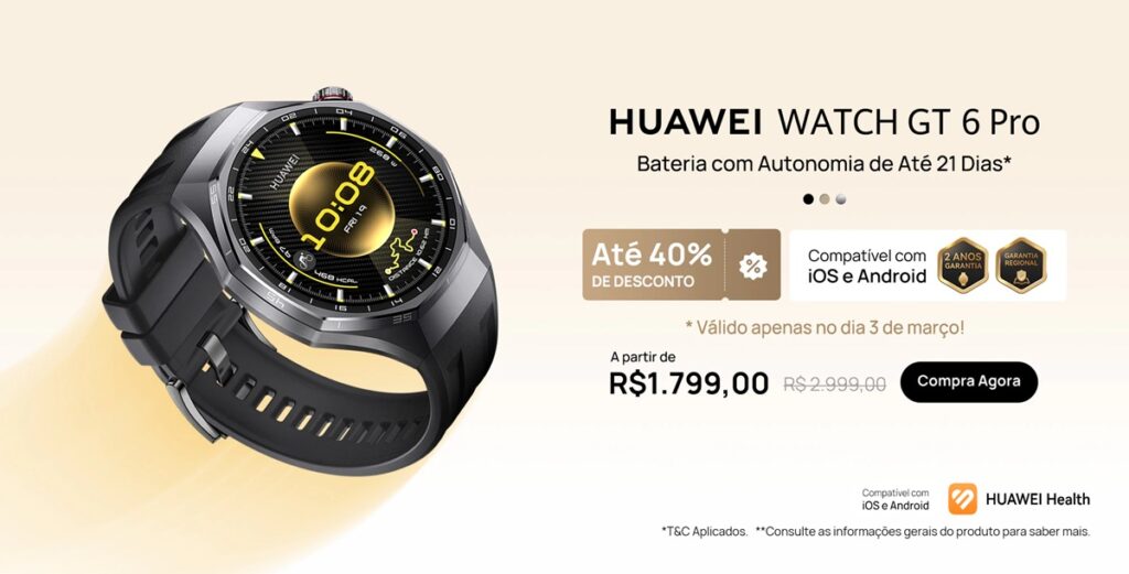 Huawei realiza campanha 3.3 com descontos em fones, smartwatches e tablets no Brasil